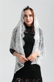 img 2 attached to Elegant Eyelash Lace Vintage Floral Lace Scarf Chapel Veil Mantilla Infinity Latin Mass S04