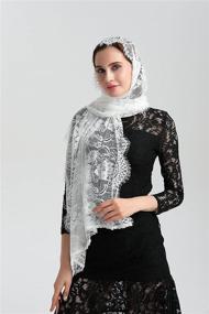 img 3 attached to Elegant Eyelash Lace Vintage Floral Lace Scarf Chapel Veil Mantilla Infinity Latin Mass S04