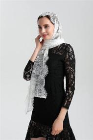 img 1 attached to Elegant Eyelash Lace Vintage Floral Lace Scarf Chapel Veil Mantilla Infinity Latin Mass S04