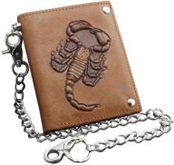 🦂 stylish scorpion trucker leather wallet chains for a bold fashion statement logo