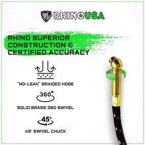 img 1 attached to 🚗 RHINOUSA Heavy Duty Tire Pressure Gauge: Accurate ANSI B40.1 Certified Tool for Any Vehicle - Easy Read 2 inch Glow Dial, Solid Brass Hardware, 75psi w/ Hose