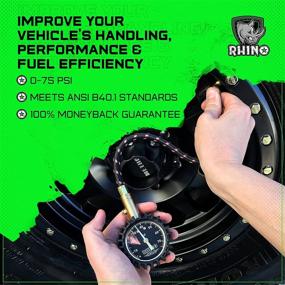 img 2 attached to 🚗 RHINOUSA Heavy Duty Tire Pressure Gauge: Accurate ANSI B40.1 Certified Tool for Any Vehicle - Easy Read 2 inch Glow Dial, Solid Brass Hardware, 75psi w/ Hose