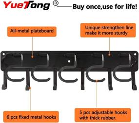 img 2 attached to 🔧 YueTong All Metal Garden Tool Organizer: Heavy Duty Wall Mount Holder with Hooks for Garage Storage (4 Pack)
