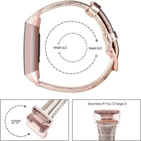 img 3 attached to 🌸 Wearlizer Compatible Slim Leather Replacement Band for Fitbit Charge 3/4 - Rose Gold