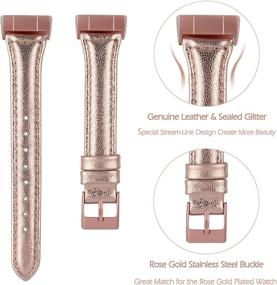 img 1 attached to 🌸 Wearlizer Compatible Slim Leather Replacement Band for Fitbit Charge 3/4 - Rose Gold