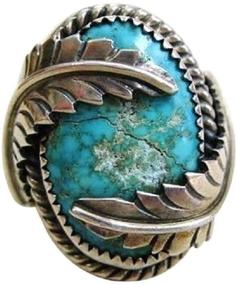 img 2 attached to 💍 925 Sterling Silver Oval Cut Natural Bohemian Turquoise Vintage Leaves Cover Ring for Women - Wedding Party Engagement Jewelry Size 6-10 (US Code 7)