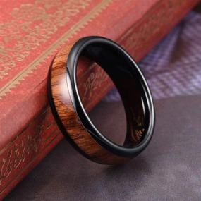 img 2 attached to 💍 Black Tungsten Wedding Ring with Real Koa Wood Inlay – Sizes 4mm, 6mm, and 8mm – Three Keys Jewelry