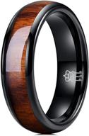 💍 black tungsten wedding ring with real koa wood inlay – sizes 4mm, 6mm, and 8mm – three keys jewelry logo