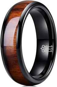 img 4 attached to 💍 Black Tungsten Wedding Ring with Real Koa Wood Inlay – Sizes 4mm, 6mm, and 8mm – Three Keys Jewelry