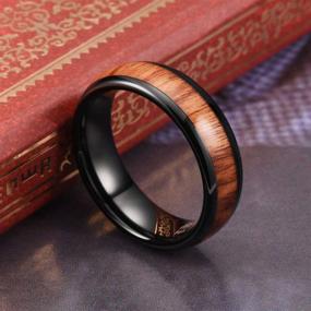 img 3 attached to 💍 Black Tungsten Wedding Ring with Real Koa Wood Inlay – Sizes 4mm, 6mm, and 8mm – Three Keys Jewelry