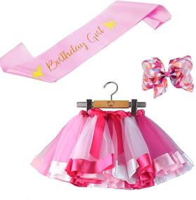 img 4 attached to Vibrant Rainbow Hairbow Birthday 🌈 Outfit for Girls - BGFKS Layered Clothing