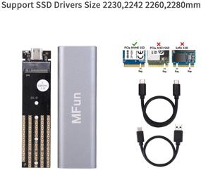 img 1 attached to MFun M.2 NVMe SSD Enclosure Adapter: USB3.1 Gen2 10Gbps | Aluminum External Enclosure for 2230/2242/2260/2280 NVMe M.2 SSDs