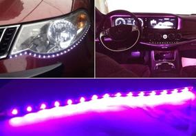 img 2 attached to 🚗 Pack of 20 XT AUTO Purple 12v 15 LED 30cm Waterproof Car Flexible Underbody Light Strips