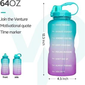 img 2 attached to 💧 Venture Pal 64 Ounce Water Bottle with Time Marker & Straw - Leakproof BPA-Free Flip Top Reusable Water Bottle for Sports and Fitness Enthusiasts - Enhance Hydration and Motivation