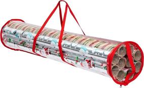 img 2 attached to 🎁 Efficient Gift Wrap Organizer Set: Joiedomi Clear Storage Bags, Waterproof PVC & Fabric, Holds 20 Standard Rolls (2 Pack)