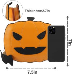 img 2 attached to Halloween Candy Bag Little Devil Shoulder Messenger Bag Purse, Brown - RollingBronze Women Pumpkin Handbag, 19x18x7cm