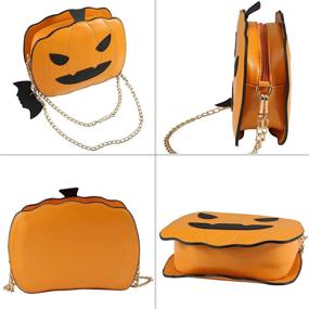 img 3 attached to Halloween Candy Bag Little Devil Shoulder Messenger Bag Purse, Brown - RollingBronze Women Pumpkin Handbag, 19x18x7cm