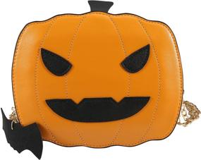 img 4 attached to Halloween Candy Bag Little Devil Shoulder Messenger Bag Purse, Brown - RollingBronze Women Pumpkin Handbag, 19x18x7cm