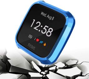 img 1 attached to 📱KPYJA 2-пакет чехлов для экрана Fitbit Versa Lite Edition - Полное покрытие, всеобъемлющая защита в черно-синем цвете