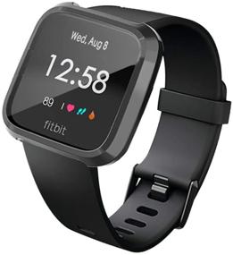 img 2 attached to 📱KPYJA 2-пакет чехлов для экрана Fitbit Versa Lite Edition - Полное покрытие, всеобъемлющая защита в черно-синем цвете