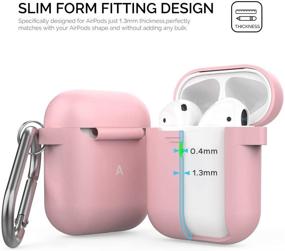 img 1 attached to Улучшенный силиконовый чехол для Apple AirPods 2 и 1 с видимым передним светодиодом (черный и розовый) - обновление AhaStyle