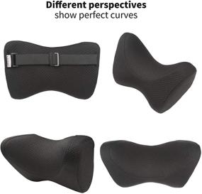 img 1 attached to Memory Foam Car Neck Pillows - Headrest Automotive Seat Cushions for Neck Stiffness Relief & Support, with Adjustable Straps and Comfy Outer Cover - Black (1 Package)