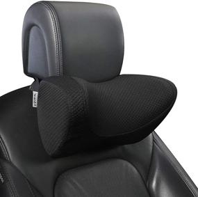 img 4 attached to Memory Foam Car Neck Pillows - Headrest Automotive Seat Cushions for Neck Stiffness Relief & Support, with Adjustable Straps and Comfy Outer Cover - Black (1 Package)