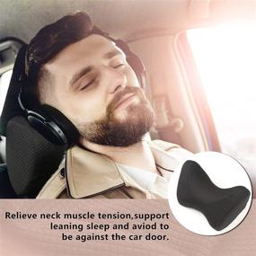 img 3 attached to Memory Foam Car Neck Pillows - Headrest Automotive Seat Cushions for Neck Stiffness Relief & Support, with Adjustable Straps and Comfy Outer Cover - Black (1 Package)