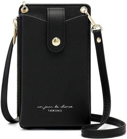 img 4 attached to Compact Leather Crossbody Bag: Stylish Women's Cellphone Shoulder Purse with Card Wallet & Lanyard - Small & Light Handbag for Girls - Secure Satchel Pouch