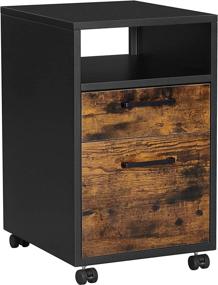 img 4 attached to 🗄️ SONGMICS Rolling File Cabinet: Mobile Office Cabinet on Wheels with 2 Drawers - A4/Letter Size, Hanging File Folders - Industrial, Black and Rustic Brown UOFC102B01V1