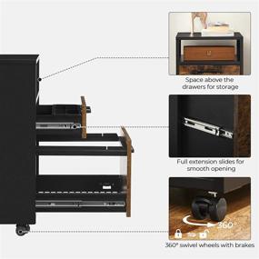 img 1 attached to 🗄️ SONGMICS Rolling File Cabinet: Mobile Office Cabinet on Wheels with 2 Drawers - A4/Letter Size, Hanging File Folders - Industrial, Black and Rustic Brown UOFC102B01V1