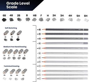 img 1 attached to 🎨 Высококачественные графитовые чертежные карандаши Pacific Arc для художников, набор технических - профессиональные чертежные, чертежные, скетчинговые и теневые карандаши 12 шт. - негабаритный набор художественных материалов для взрослых и детей