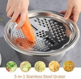 img 2 attached to 🥗 Multifunctional Stainless Steel Basin with Grater and Drain Basket - 3-in-1 Cheese Grater, Vegetable Cutter, and Salad Maker Bowl with Washing Function for Fruits and Vegetables