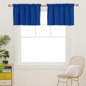 img 3 attached to 🪟 Deconovo 2 PCS 42x18 Inch Royal Blue Blackout Rod Pocket Curtains - Kitchen Window Textured Embossed