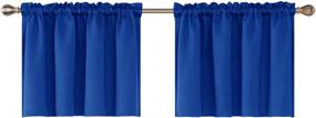 img 4 attached to 🪟 Deconovo 2 PCS 42x18 Inch Royal Blue Blackout Rod Pocket Curtains - Kitchen Window Textured Embossed