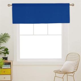 img 2 attached to 🪟 Deconovo 2 PCS 42x18 Inch Royal Blue Blackout Rod Pocket Curtains - Kitchen Window Textured Embossed