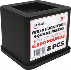 img 4 attached to iPrimio Bed and Furniture Square Risers - 3 INCH Rise Size - Prevents Floor Damage - Durable Rubber Bottom - Patent Pending - Ideal for Wood and Carpet Surface (Black, 8)