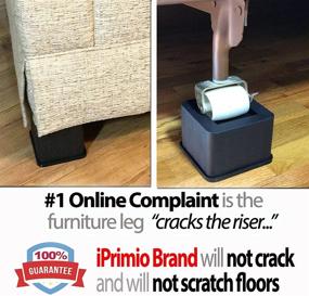 img 2 attached to iPrimio Bed and Furniture Square Risers - 3 INCH Rise Size - Prevents Floor Damage - Durable Rubber Bottom - Patent Pending - Ideal for Wood and Carpet Surface (Black, 8)
