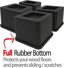img 1 attached to iPrimio Bed and Furniture Square Risers - 3 INCH Rise Size - Prevents Floor Damage - Durable Rubber Bottom - Patent Pending - Ideal for Wood and Carpet Surface (Black, 8)