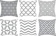 🛋️ yastouay 6-piece modern geometric throw pillow covers - stylish decorative cushion cases for couch, sofa, bedroom, car - grey and white, 18 x 18 inch логотип