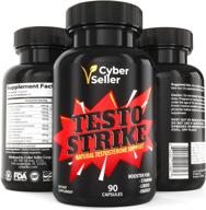 💪 testostrike men's testosterone booster supplement - stamina, energy, and mineral support with tribulus, horny goat weed - 90 capsules (pack of 1) logo