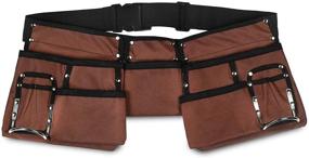 img 2 attached to 🔧 Adjustable 11-Pocket Brown and Black Heavy Duty Construction Tool Belt Work Apron with Quick Release Buckle - Fits Waist Sizes 33 to 52 Inches - Durable Tool Pouch