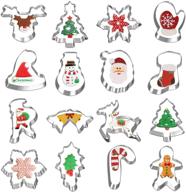 delightful 16-piece christmas cookie cutters set: festive winter metal holiday shapes with snowman, christmas tree, candy cane, snowflake, gingerbread, and more! logo