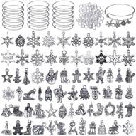 🎄 185-piece christmas jewelry diy accessories set with 50 charms, 20 antique silver snowflake pendants, 15 bracelets, and 100 rings logo