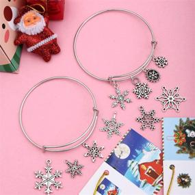 img 2 attached to 🎄 185-Piece Christmas Jewelry DIY Accessories Set with 50 Charms, 20 Antique Silver Snowflake Pendants, 15 Bracelets, and 100 Rings