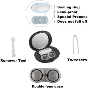 img 2 attached to 👀 Black MUDOR Exquisite Contact Lens Case – Mini Contact Lens Travel Kit Box Holder Container with Remover Tool and Tweezers – No Leak Organizer for Soft & Hard Lens