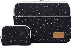 img 4 attached to 🖥️ Canvaslife Black Star Pattern 13 Inch Canvas Laptop Sleeve with Pocket - 360 Degree Protection for 13.3 Inch Laptops