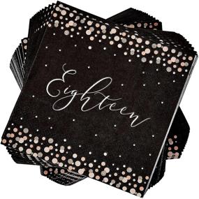 img 4 attached to 🌹 Rose Gold Polka Dot 18th Birthday Napkins (6.5 x 6.5 In, Black, Pack of 100)