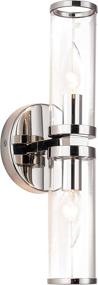 img 3 attached to Brushed Nickel 2-Light Bathroom Lights with Clear Cylinder Glass - Modern Wall Sconces by PAPAYA