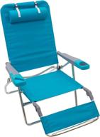 extra wide foldable beach lounger with footrest, pillow, and 4 recline positions by rio beach логотип